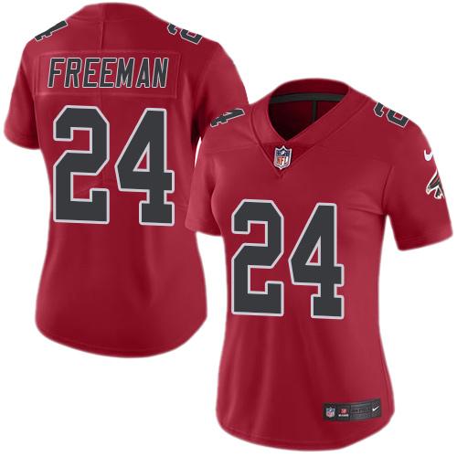 Nike Falcons #24 Devonta Freeman Red Women's Stitched NFL Limited Rush Jersey